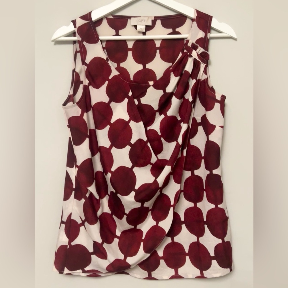 Polkadot Red and Cream ruffled blouse